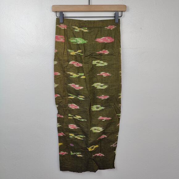 Vintage Unbranded Skirt Size XS Olive Green Tribal Geometric Southwestern Print - Picture 5 of 5